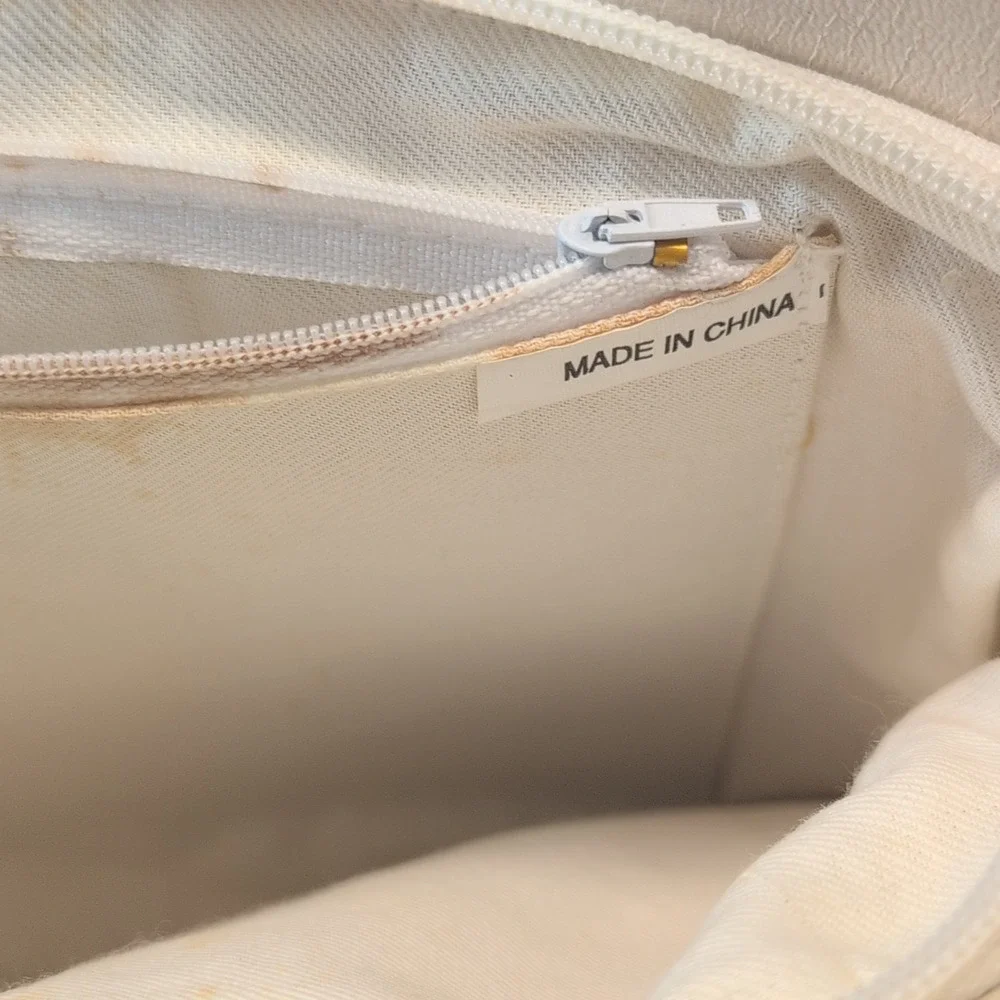 Vintage 60's/70's White Metal Tiled Shoulder Bag Gold Tone Chain Strap Zip